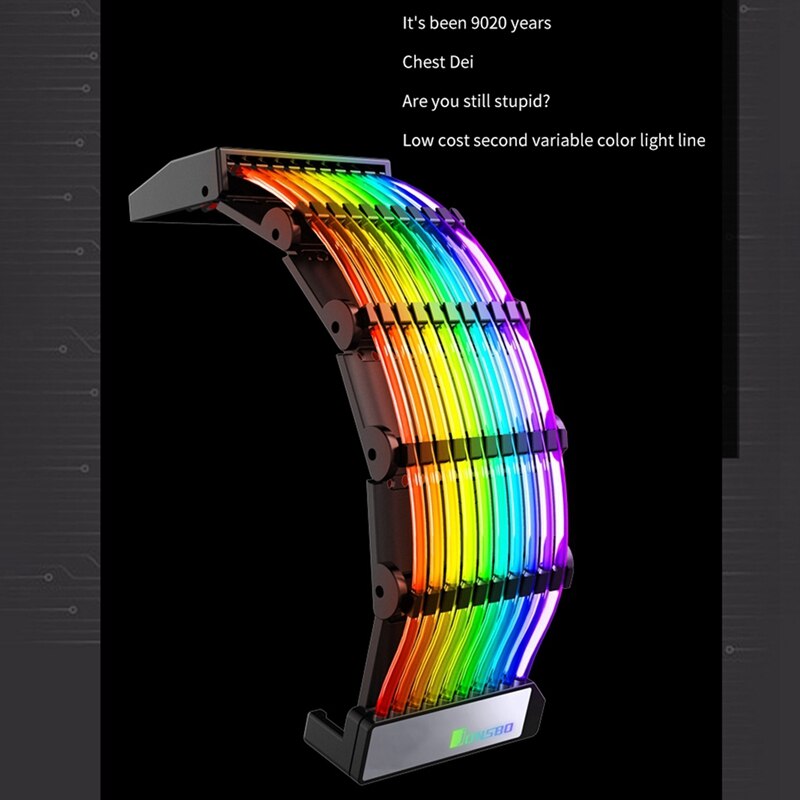 JONSBO PSU Extension Cable RGB Trunking Cover Rainbow Bridge for 24Pin ATX Cable MOD Symphony Line, 5V Rainbow RGB M/B SYNC CNIM