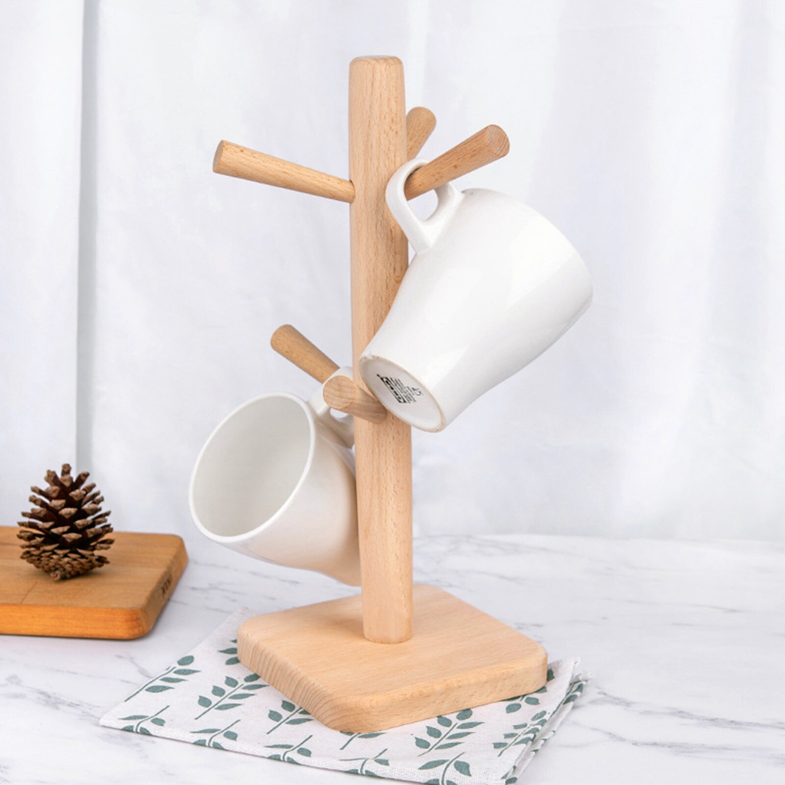 Mug Holder Tree, Wooden Cup Holder Mug Tree Holder Rack Tabletop Holder, Tea Coffee Mug Hooks Mug Cup Tree Storage Display Stand