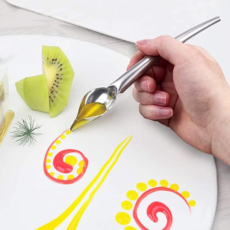 5-Piece Stainless Steel Cooking Tweezers Precision Tongs with Serrated Tips, Culinary Drawing Spoons for Plates Decorating