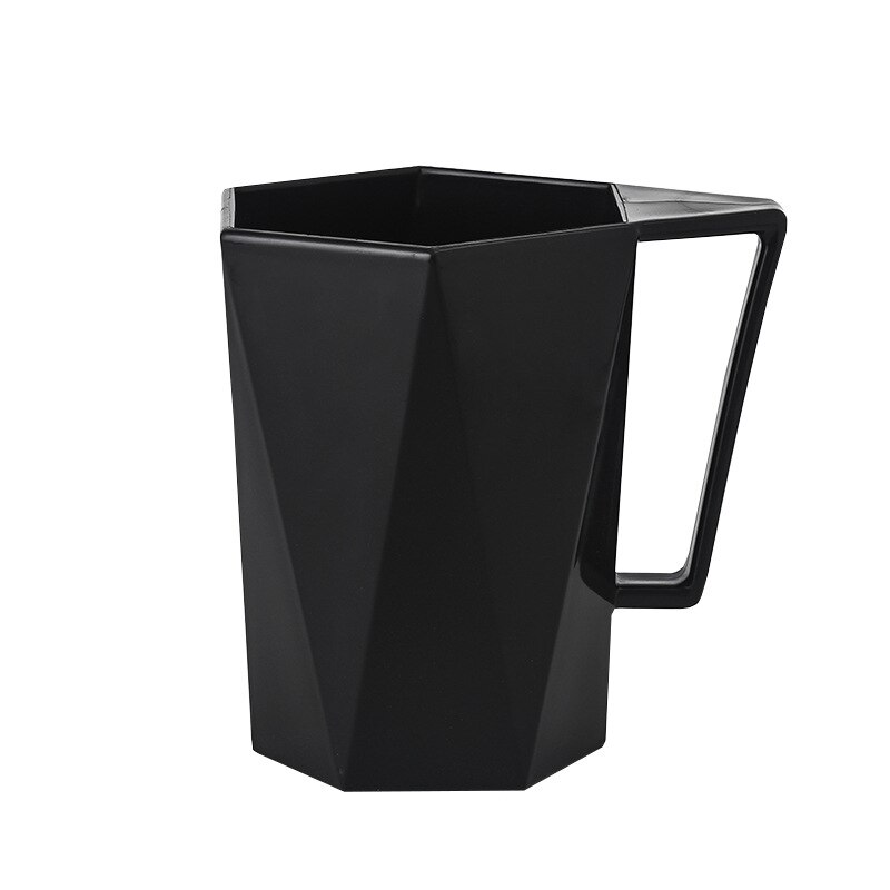 1 Pcs Huishoudelijke Geometrische Vorm Mondwater Cup Met Handvat Paar Cup Diamant Facet Plastic Toothbrushing Cup Tand Mok Melk Cup: Black