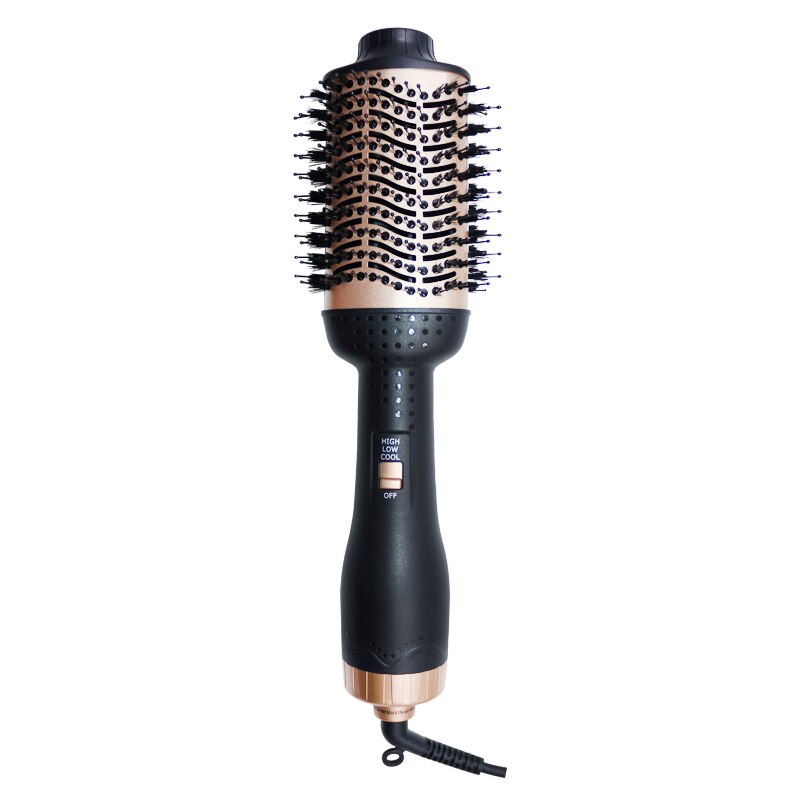 2 em 1 ouro ar quente escova de ar fresco pente modelador cabelo secador 360 rotação multifunções straightner cabelo curling ferro