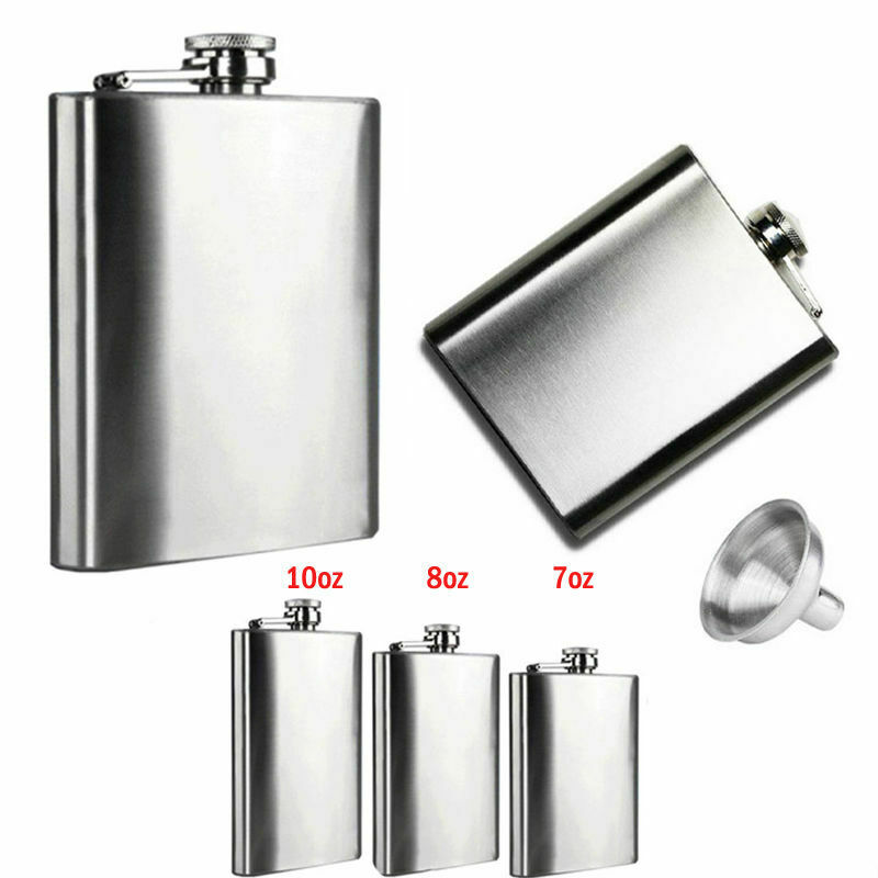 Stainless Steel Hip Flask Liquor Whiskey Alcohol Pocket Wine Bottle 7 8 10 oz