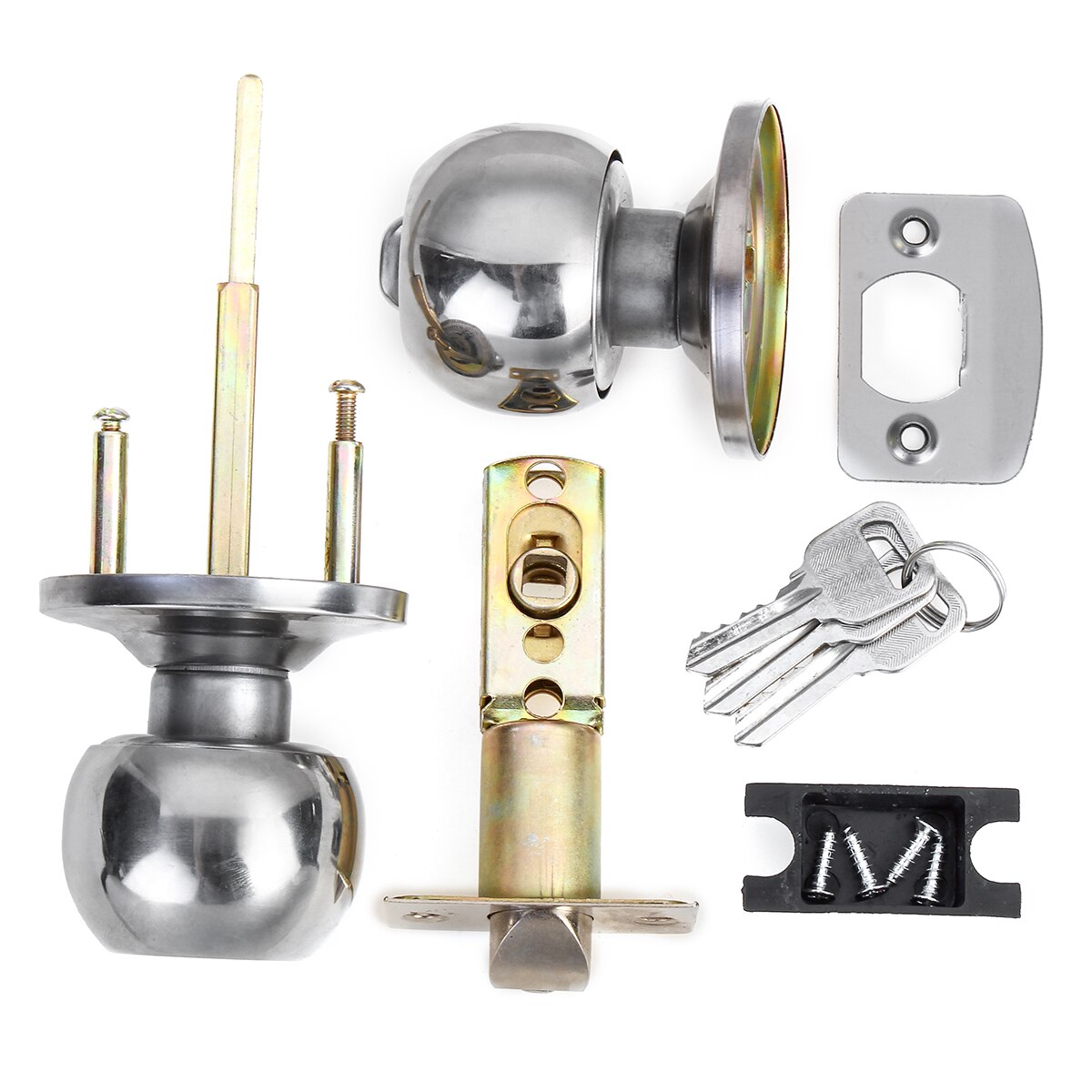 Rvs Ronde Deurknoppen Rotatie Lock Knoppen Set Han... – Grandado