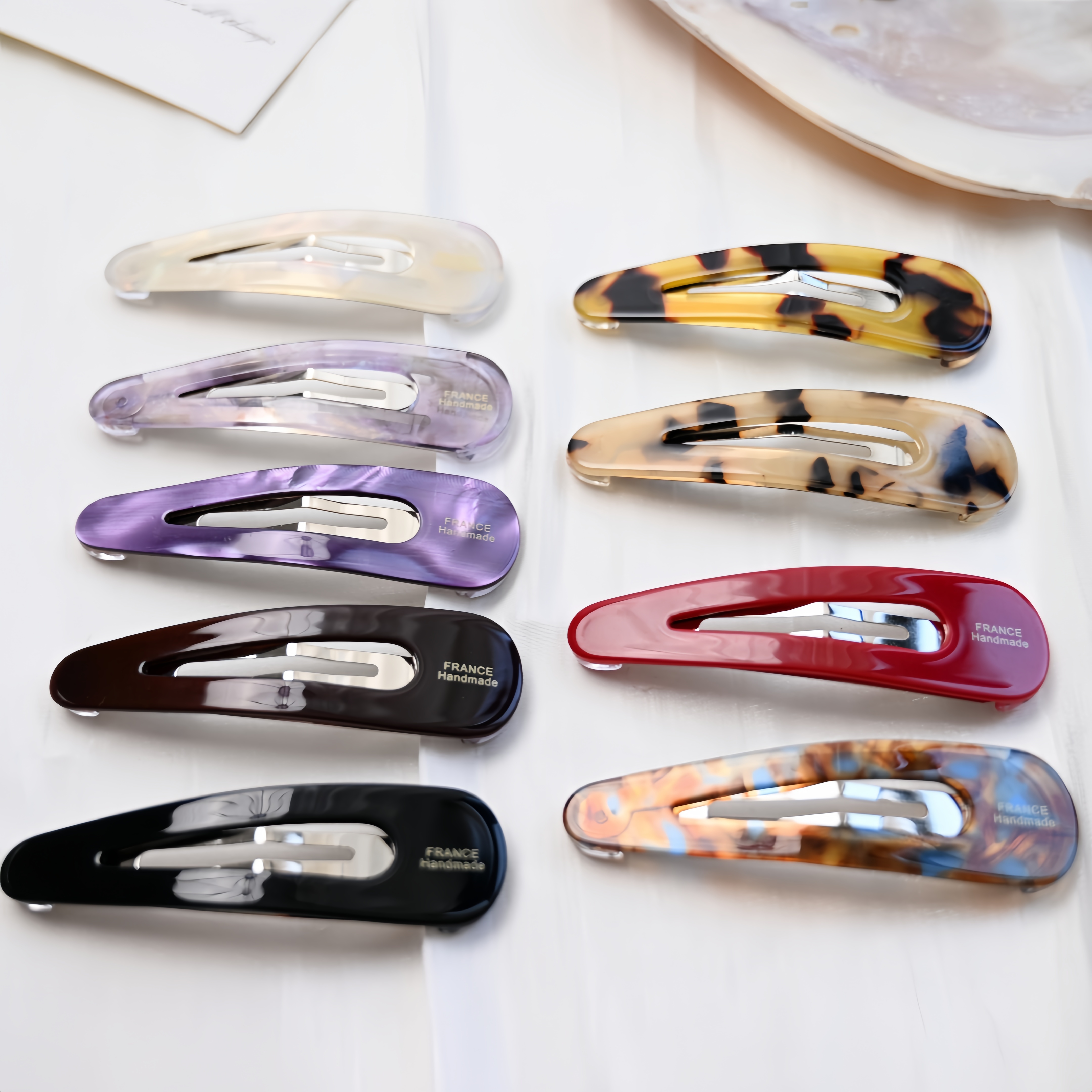 Czerwone spinki robić włosów Czarne klipsy dla dziewczynek i kobiet Acetatowe spinki robić włosów w kształcie kropli wody Akcesoria robić włosów o długości 7,3 cm