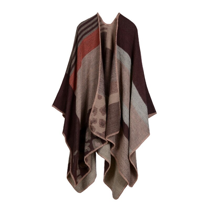 Hiver femmes réversible surdimensionné couverture Plaid pull Poncho Cape châle et enveloppes Cardigans épaissir pashmina écharpe: 11