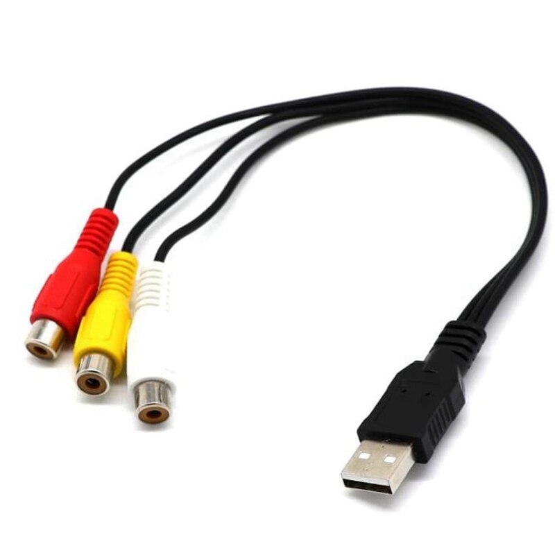 USB to 3RCA Cable USB Female to 3 RCA Rgb Video AV Composite Adapter Converter Cable Cord Connector Lead for TV PC DVR