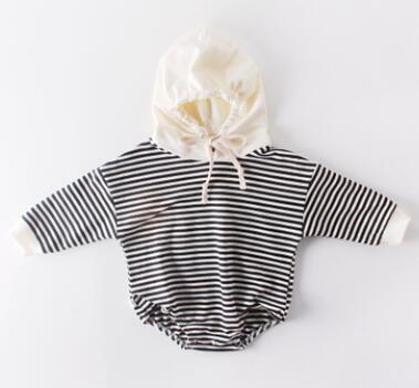 MILANCEL baby bodysuits striped toddler boys jumpsuits long sleeve baby girls bodysuit: Black / 9M