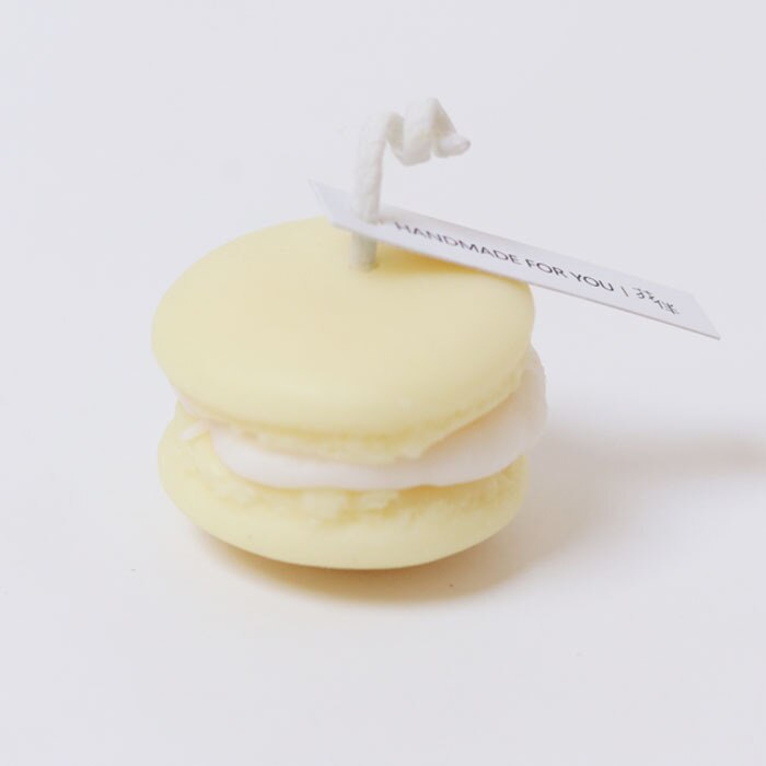 Bougies parfumées Macaron, gâteau , cire de soja, aromathérapie, décoration de maison, d'anniversaire et de mariage: light yellow