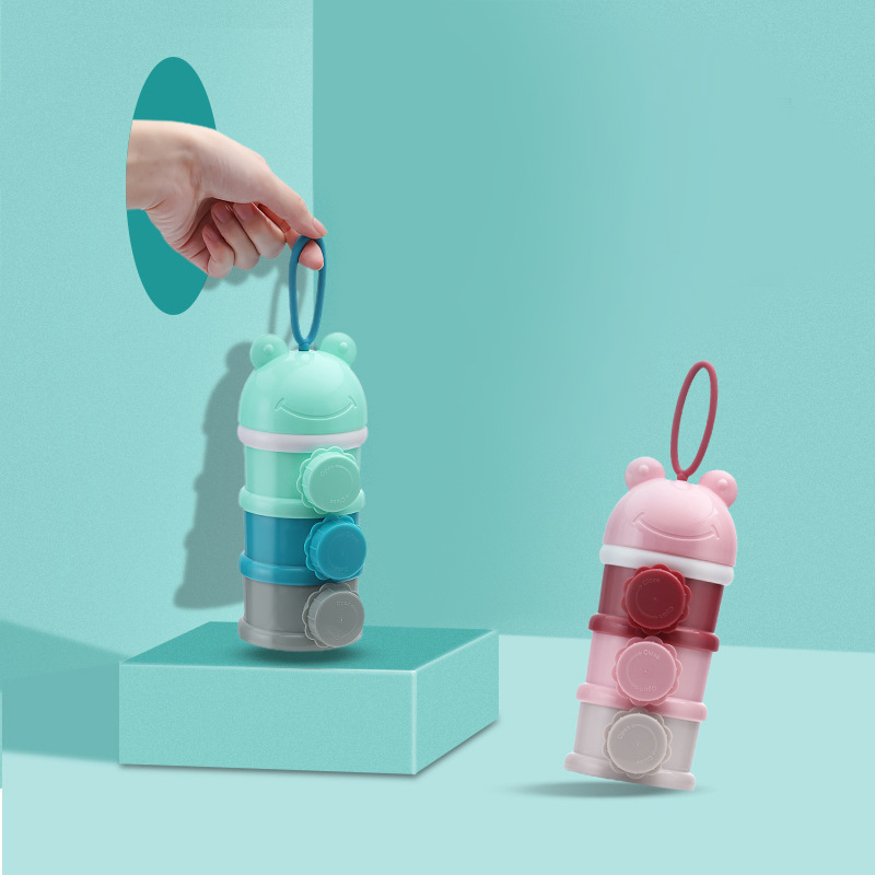 3 Layer Cute Frog Milk Powder Formula Dispenser Children Food Storage Container Storages Tank Baby Food Feeding Storage Box