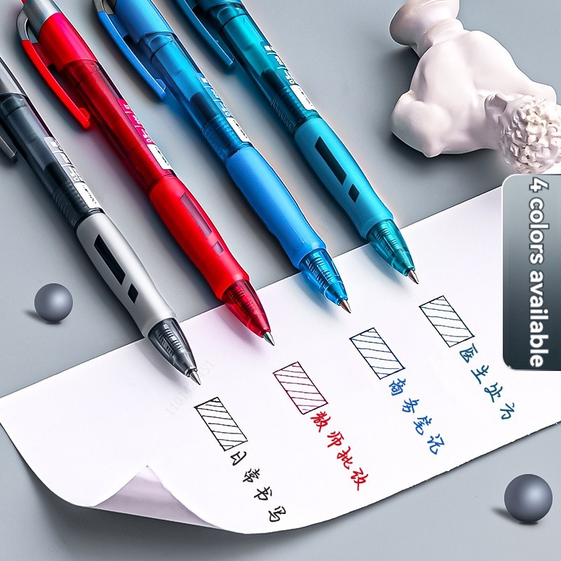 deli Retractable Ballpen Gel Pens 3Pcs Set Black Blue Ink 0.5mm Ballpoint Replaceable Refills Office School Supplies Stationery