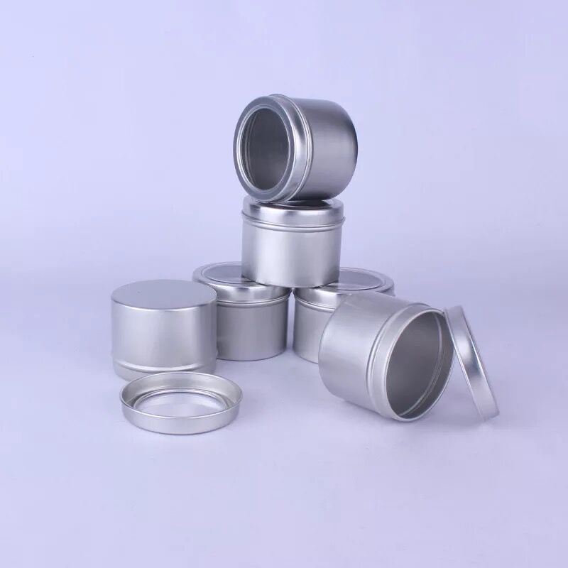 60ml Round Metal Aluminum Tin Containers Jars Cans With Window Screw Top Cans Cosmetic Sample Containers Candle Travel Tins Jars