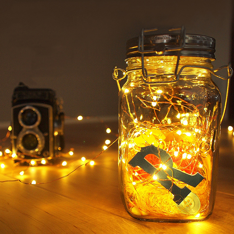 With battery 20 Pack String Fairy Lights Silver Copper Wire Battery Powered Decorations Lights For Wedding Party Christmas Decor