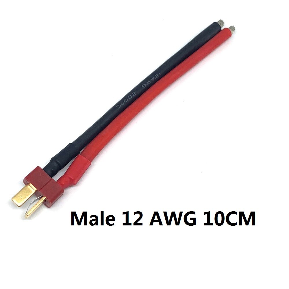 Commercio all&#39;ingrosso 100mm 150mm T spina connettore batteria 12AWG 14 AWG prolunga cavo fai da te maschio e femmina cavo batteria 10cm 15cm: Male 12 AWG 10CM