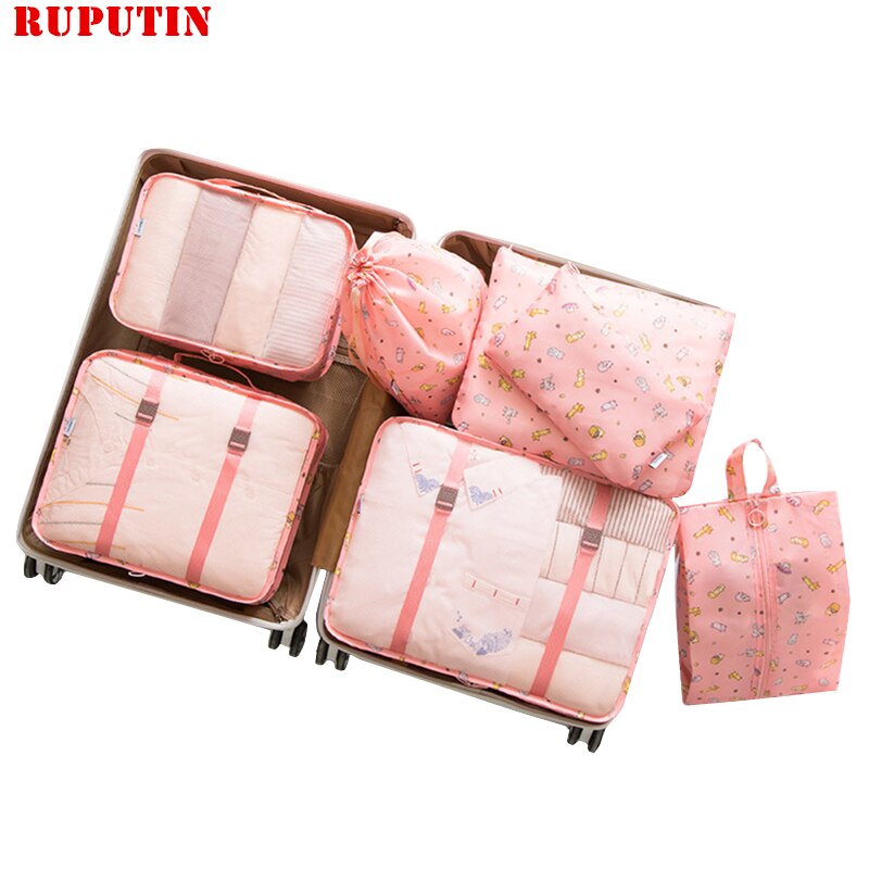 7 teile/satz Koffer Organizer tragbar Lager Tasche Reise Zubehör Bausatz Wäsche Beutel Verpackung einstellen Reisetasche Für Kleidung Unterwäsche