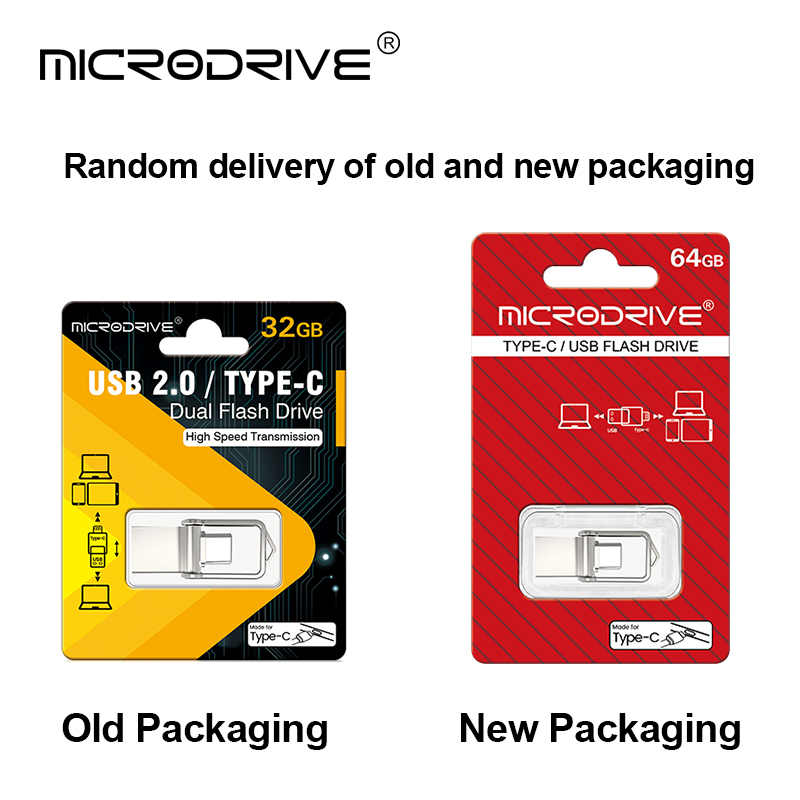 Mini unidade flash USB 2.0 ultra dupla tipo C 32GB 64GB 128GB Memory Stick Thumb Drive U Disk