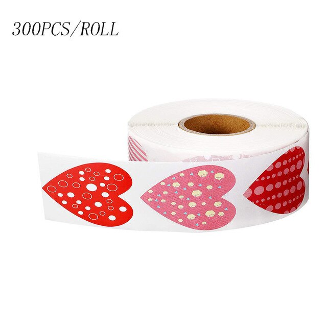 Coração do amor em forma de etiqueta scrapbooking pacote de embalagem de presente selo etiquetas aniversário festa abastecimento artigos de papelaria: 300pcs