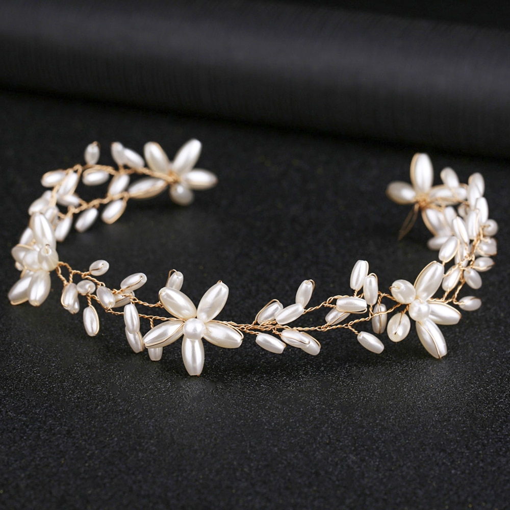 1Pcs Crystal Headbands Wedding Handmade Hair Decoration Pearl Rhinestone Head Wear Hair Ornament For Bride Girls Hair Jewelry