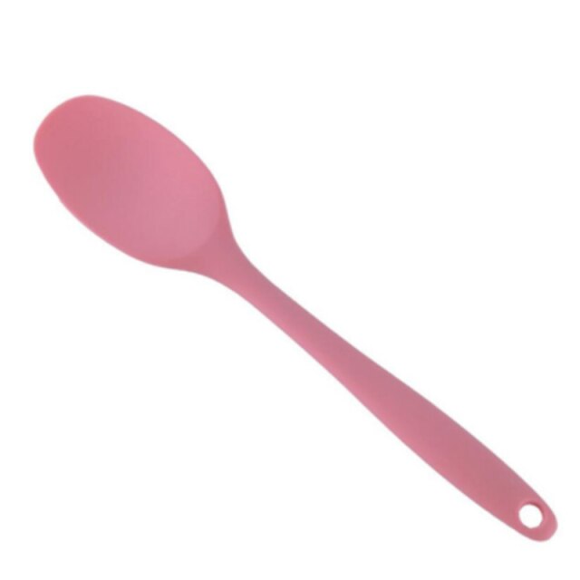 Cake Boter Spatel Siliconen Lepel Mengen Lepel Lange Steel Kookgerei Servies Keuken Soep Lepels Mixer Koken Gereedschap: Pink