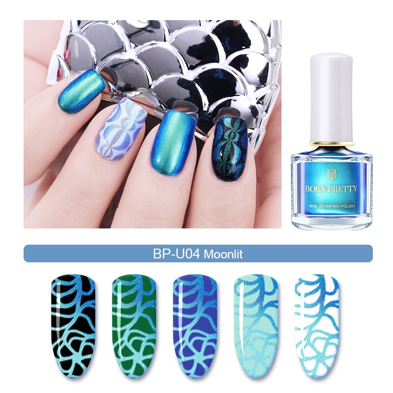 Geboren Pretty 6 Ml Chameleon Pearl Nail Stempelen Polish Kleurrijke Manicure Diy Nail Art Plaat Printing Stempelen Nagellak