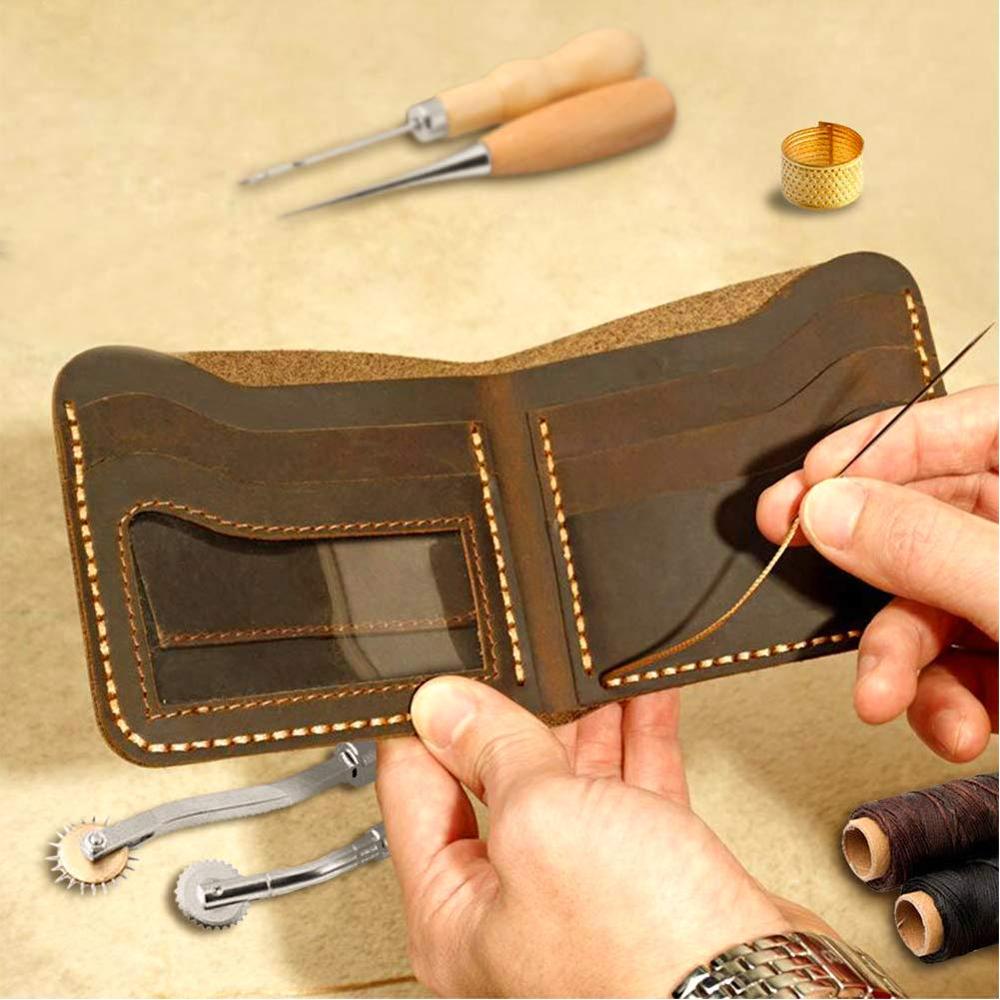 16Pcs Leather Tools Kit Hand Sewing Needles Stitching Awl Waxed Thread Upholstery Carpet Leather Canvas DIY Leatherworking Tools