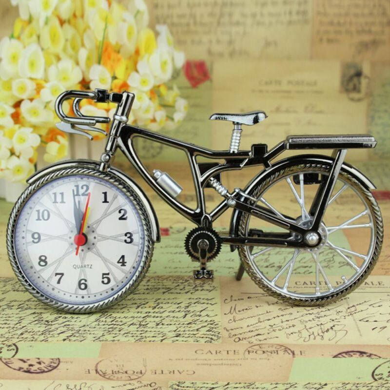 1Pcs Retro Fiets Klok Cool Stijl Klok Thuis Kantoor Tafel Klok Vintage Ijzeren Grote Horloge Decor