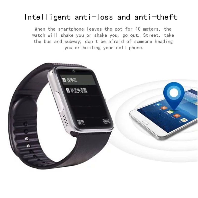 Bluetooth montre intelligente GT08 Smartwatch sommeil Tracker réveil Message rappel d'appel GSM SIM TF carte caméra musicale pour android