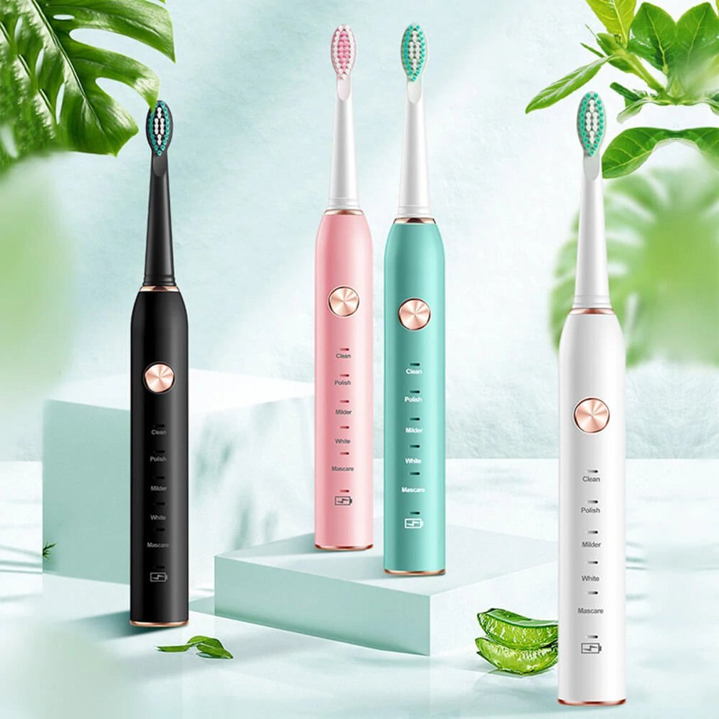 USB Rechargeable Soft Bristled Smart Toothbrush USB Charging 5 Modes Ultrasonic Automatic Brushing Timer Waterproof