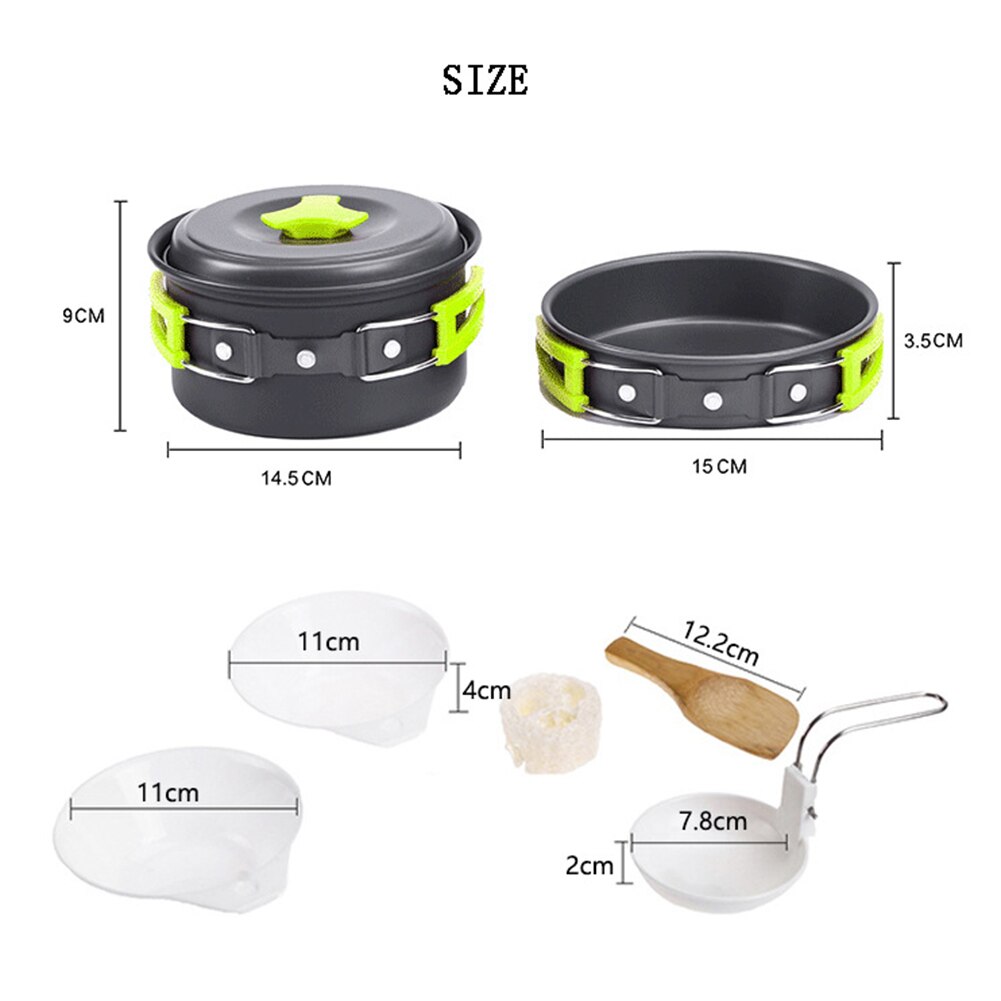 7pcs Picnic Cooking Utensils Equipment Foldable Outdoor Camping Hiking Utensils for 1-2 People Picnic Cooking Kit