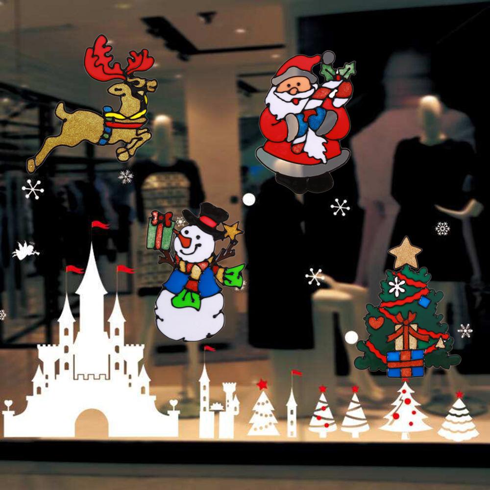 Siliconen Raamstickers Kerstman Glazen Deur Muurstickers Kerst Decoratie Navidad Muur Geplakt Thuis Xmas Ornamenten Decor