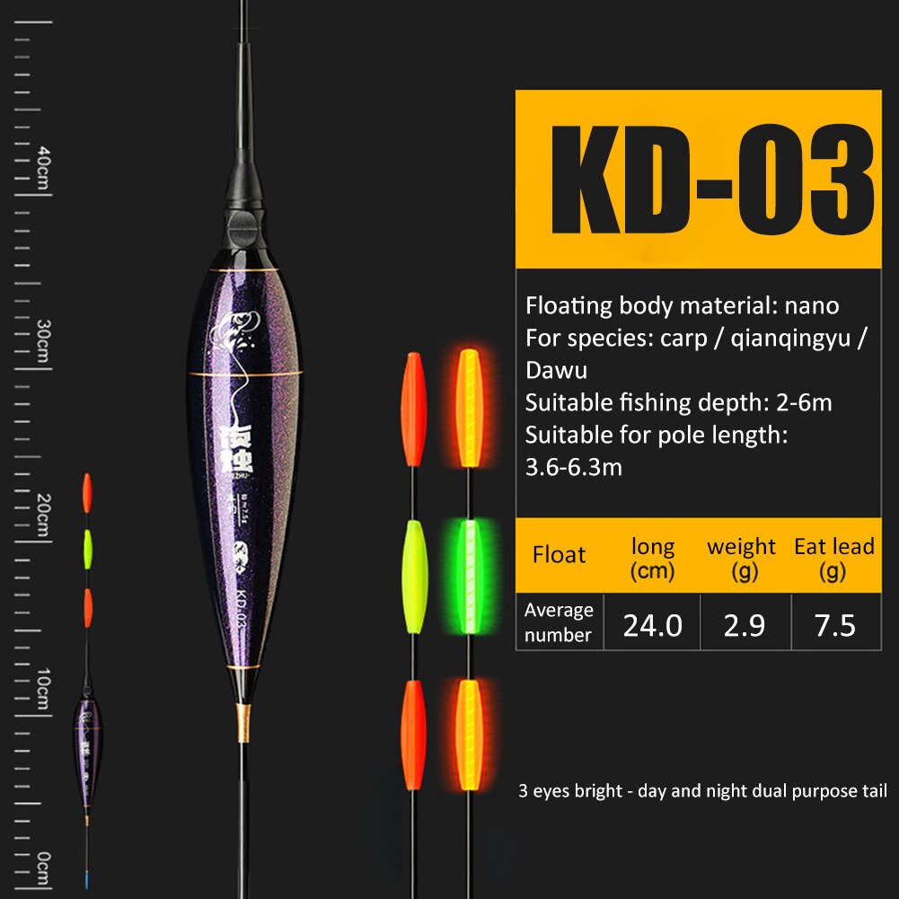 Flotadores luminosos para pesca de carpa, cañas de pescar de carpa grande Rocky Fishing, alta sensibilidad, a rayas, accesorios para exteriores: KD 03