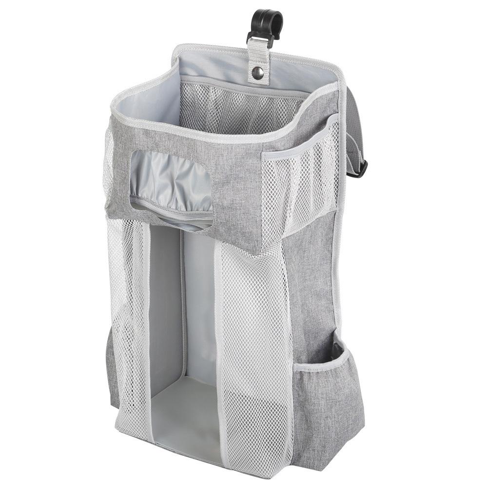 Bolsa colgante para cama de bebé, bolsa de almacenamiento para cabeza de cama, desmontable multifuncional, bolsa de almacenamiento de juguetes para pañales delante de la cama: Grey