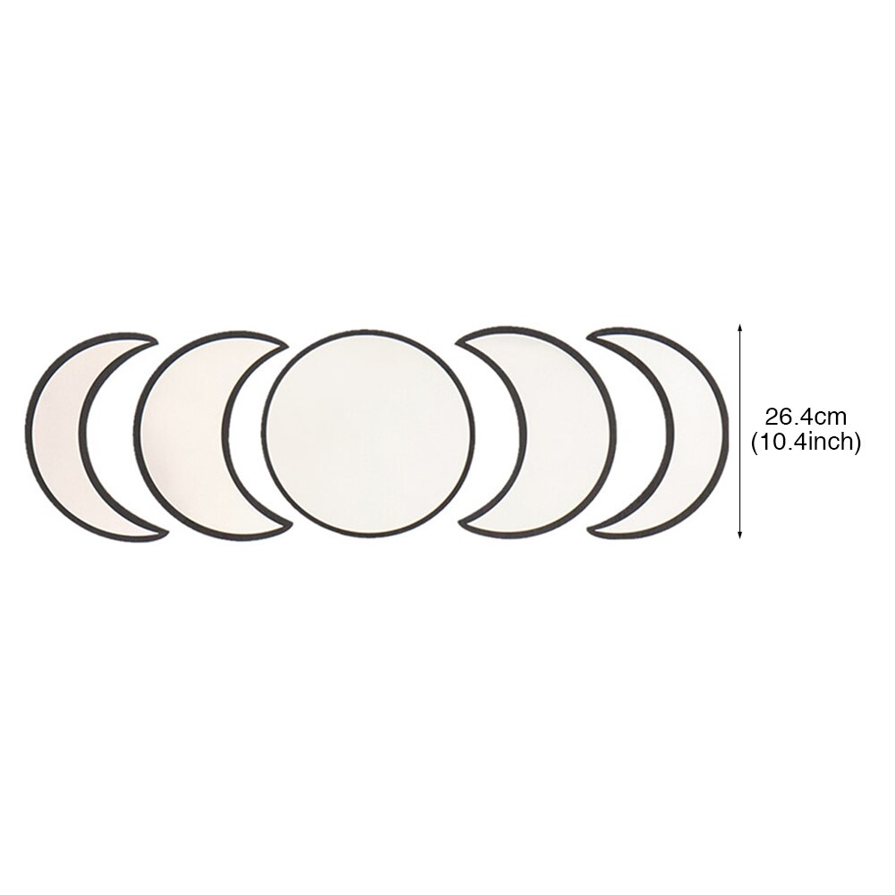 5 unids/set Estilo nórdico forma de luna fase de Madera acrílico montaje en pared espejo sala de estar dormitorio Decoración