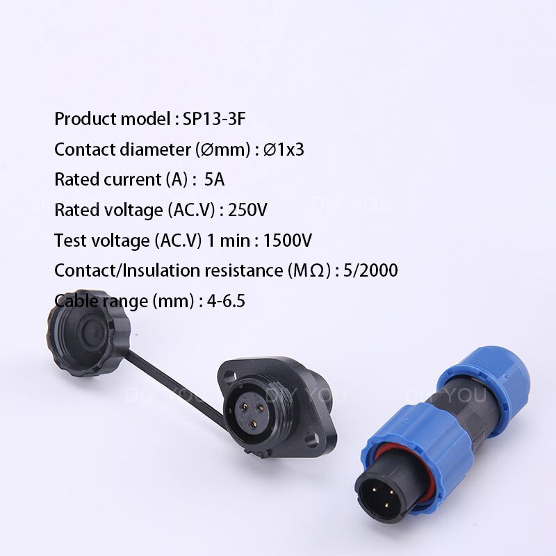 IP68 Aviation Plug SP13 1 2 3 4 5 6 7 Pin cable connectors Plug and socket Flange Type Waterproof connector DIY YOU: SP13-3F