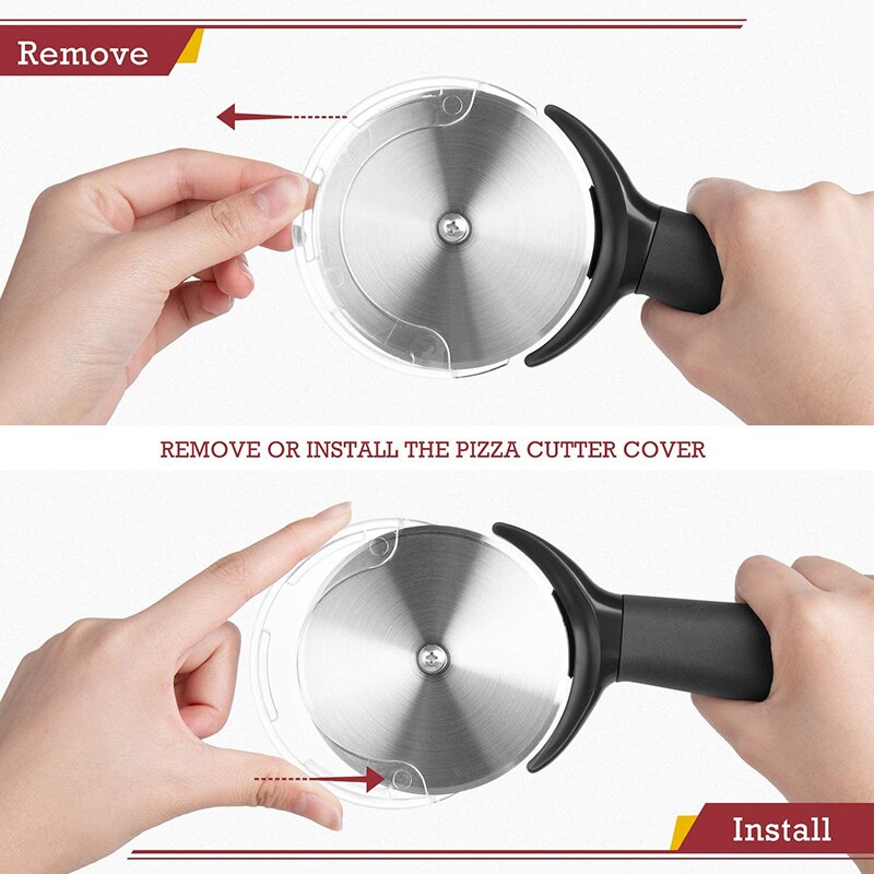 Pizza Cutter Wheel with Cover Premium Stainless Steel Pizza Round Knife Rocker Slicer Kitchen Baking Tools