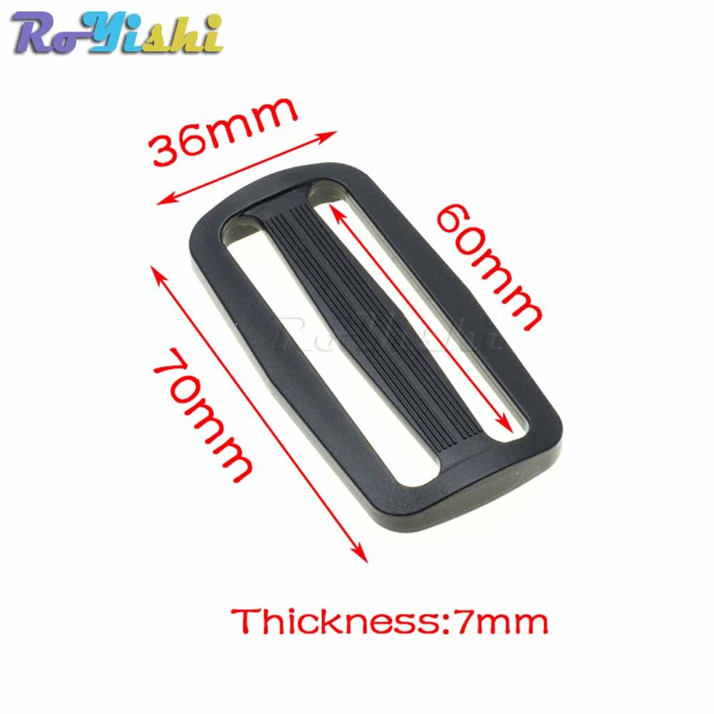 10pcs/pack 60mm Webbing Plastic Curve Slider Tri-Glide Adjust Tri-ring Buckles Backpack Straps Black