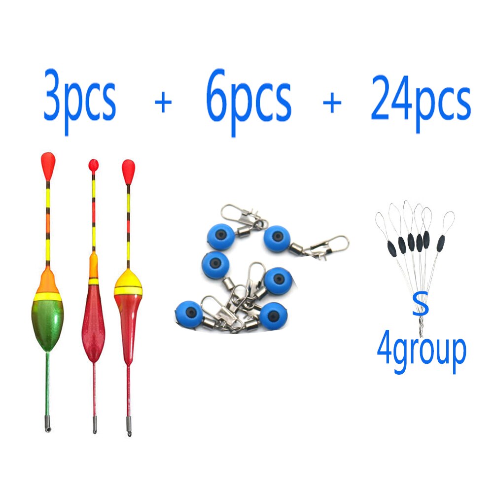 Fishing float connector positioning bean 3pcsFishing+Floats+6pcsFishing float connector+24pcsFishing positioning beans: Group B