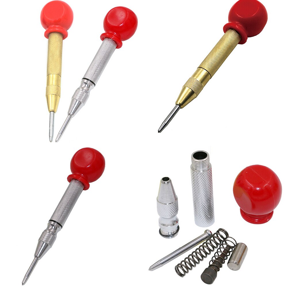 ZLinKJ 1PCS Red Handle 5.12" Automatic Center Pin Punch Spring Loaded Marking Starting Holes Tool For Metal Drilling 2 Colors