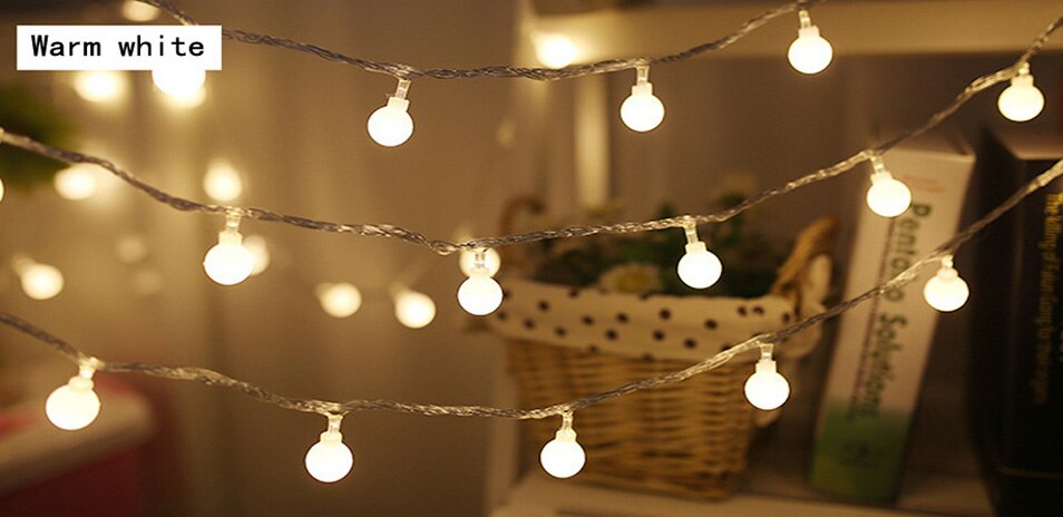 20 led-snörade sagoljus plastglob festong led-lampor dekoration bröllop julfest girlander batteri nattlampa 2.5m: Varm vit