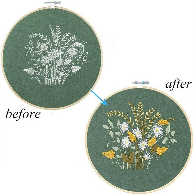 DIY Embroidery Beginners Kits Pre-Printed Floral Pattern Cross Stitch DIY Embroidery Flower Handwork Needlework: 2