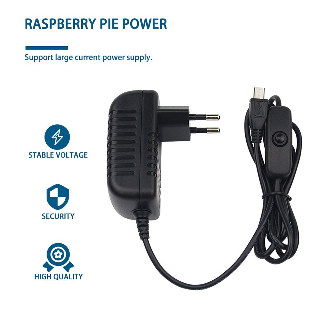 5V 3A Power Supply Charger AC Adapter Micro USB Cable with Power On/Off Switch For Raspberry Pi 3 pi pro Model B B+ Plus