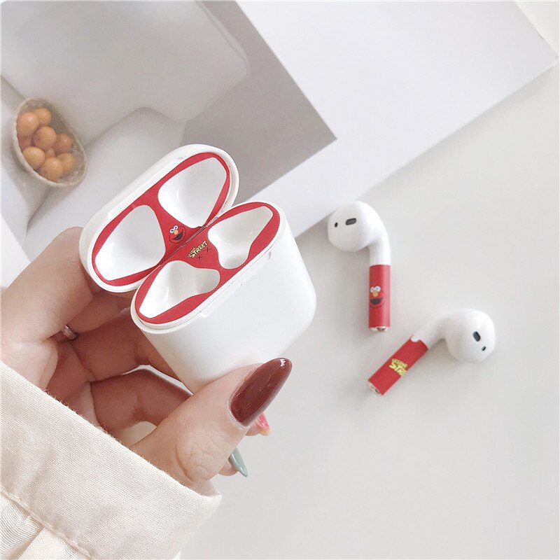 Del fumetto Della Polvere Carino Guard Set per Airpods di Protezione Auricolare Pellicola Della protezione Della Pelle Sticker per Airpods Caricatore Auricolare Scatola a prova di Polvere decalcomanie: 12
