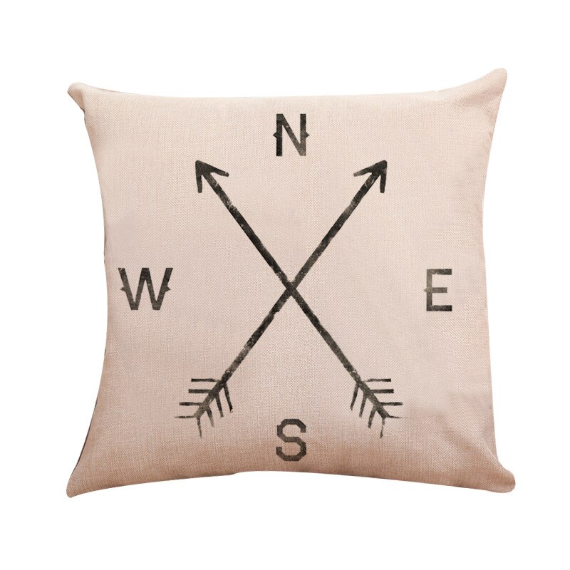 1pc 45 x 45cm zeeblauw kompas kaart bedrukt ankerpatroon zeeschip kussensloop decoratieve kussensloop