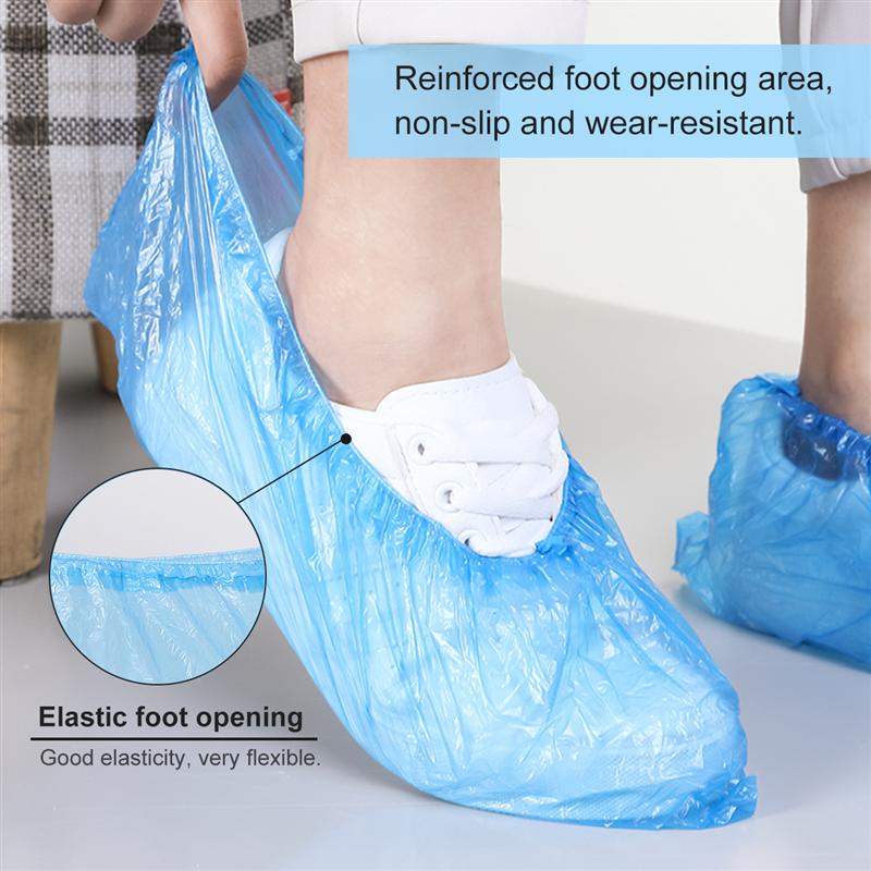 100pcs Disposable Plastic Anti Slip Boot Safety Shoe Cover Cleaning PVC Plastic Over Shoes Shoe Boot Covers Carpet Protectors