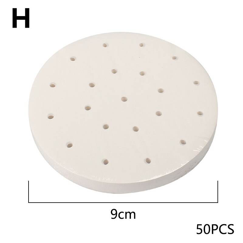 50Pc/Bag Air Fryer Steamer Liners Premium Perforated Wood Pulp Papers Non-Stick Steaming Basket Mat Baking Utensils For Kitchen: H