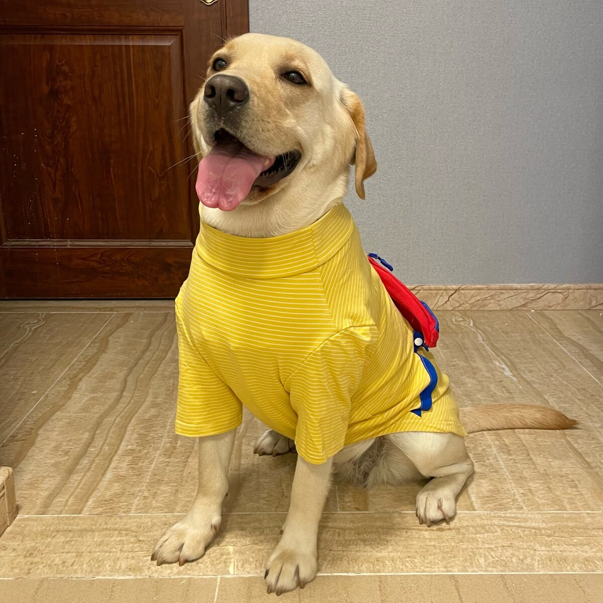 Spring big dog clothes striped shirt spring and summer thin cotton sunscreen and anti clothes suitable for large dogs