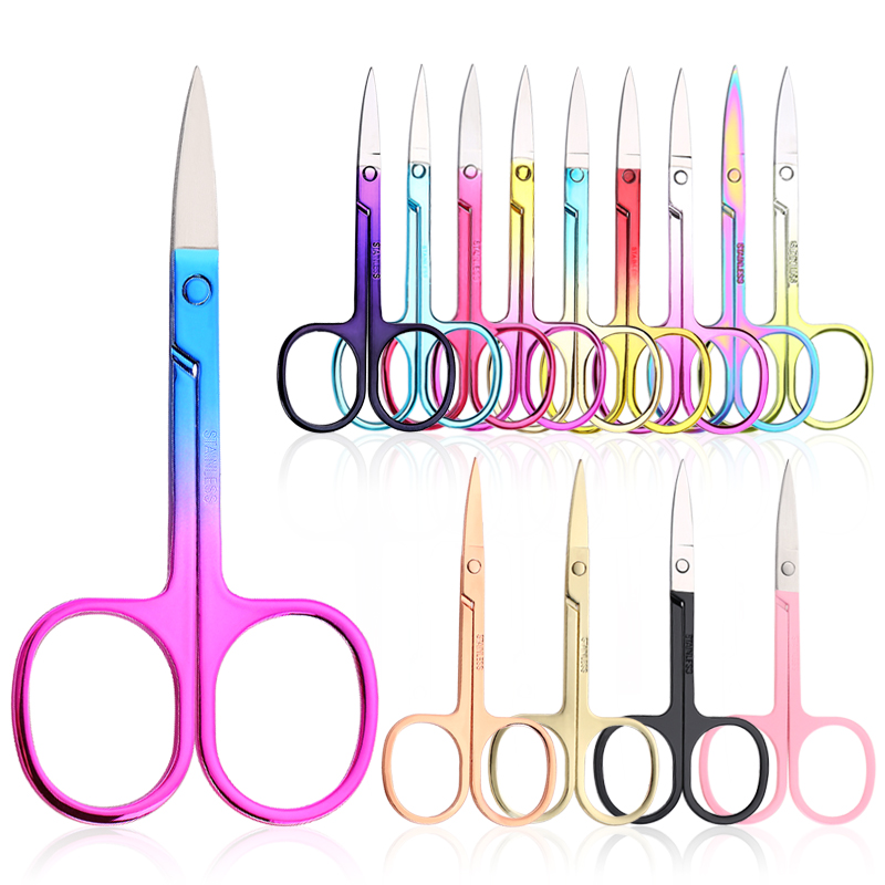 Ciseaux à sourcils en acier inoxydable, coupe-cils, pour le visage, le nez, épilateur, manucure, cuticules, beauté, outils de maquillage, 1 pièces