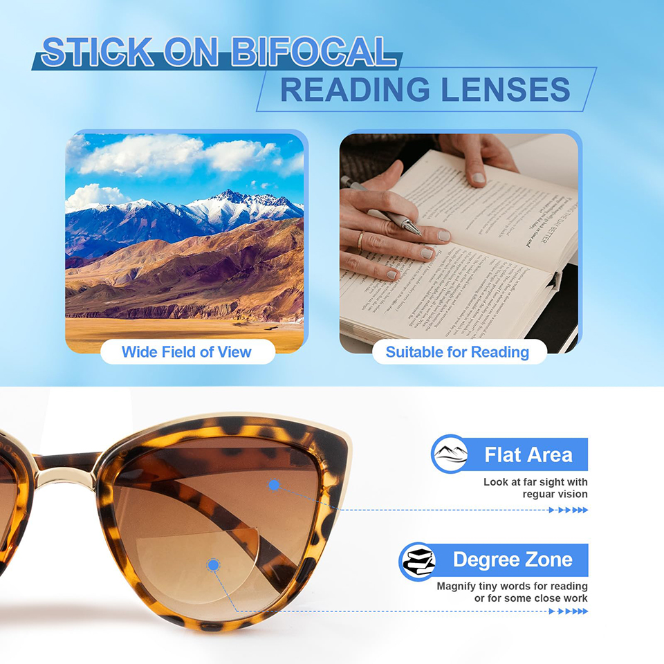 NONOR Liquid Silicone Bifocal Reading Lens Stick-on Presbyopic Lenses Magnification Reusable Bifocal Lenses 1.0 TO 6.0