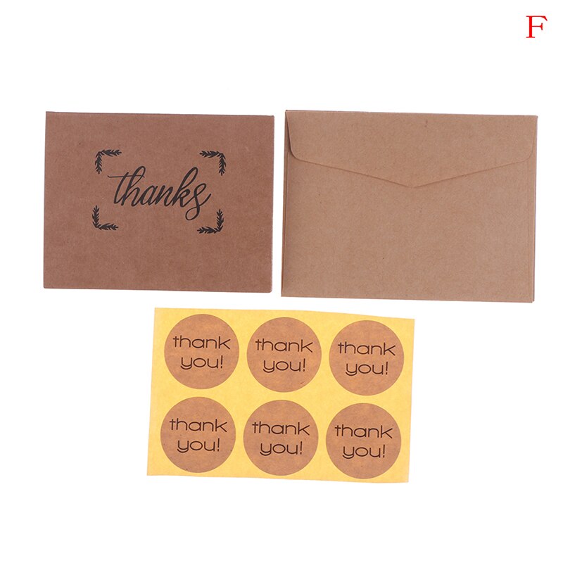 18pcs Envelope Sticker Set Thank You Greeting Card kraft Paper Envelopes Seal Sticker Wedding Party Mini Brown Paper Card