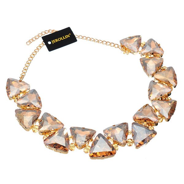 Jerollin Jewelry Gold Chain 7 Colors Triangular Glasses Chunky Choker Statement Bib Necklace for Women Party Jewelry: N0012134