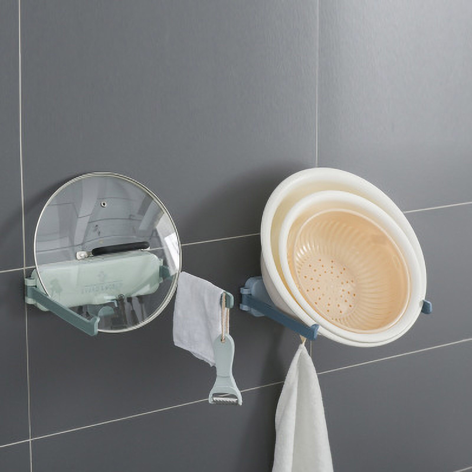 Bathroom Shelf Shower Caddy Organizer Rack Kitchen Storage Accessories Foldable Perforation-free Multifunctional Storage Rack#JJ